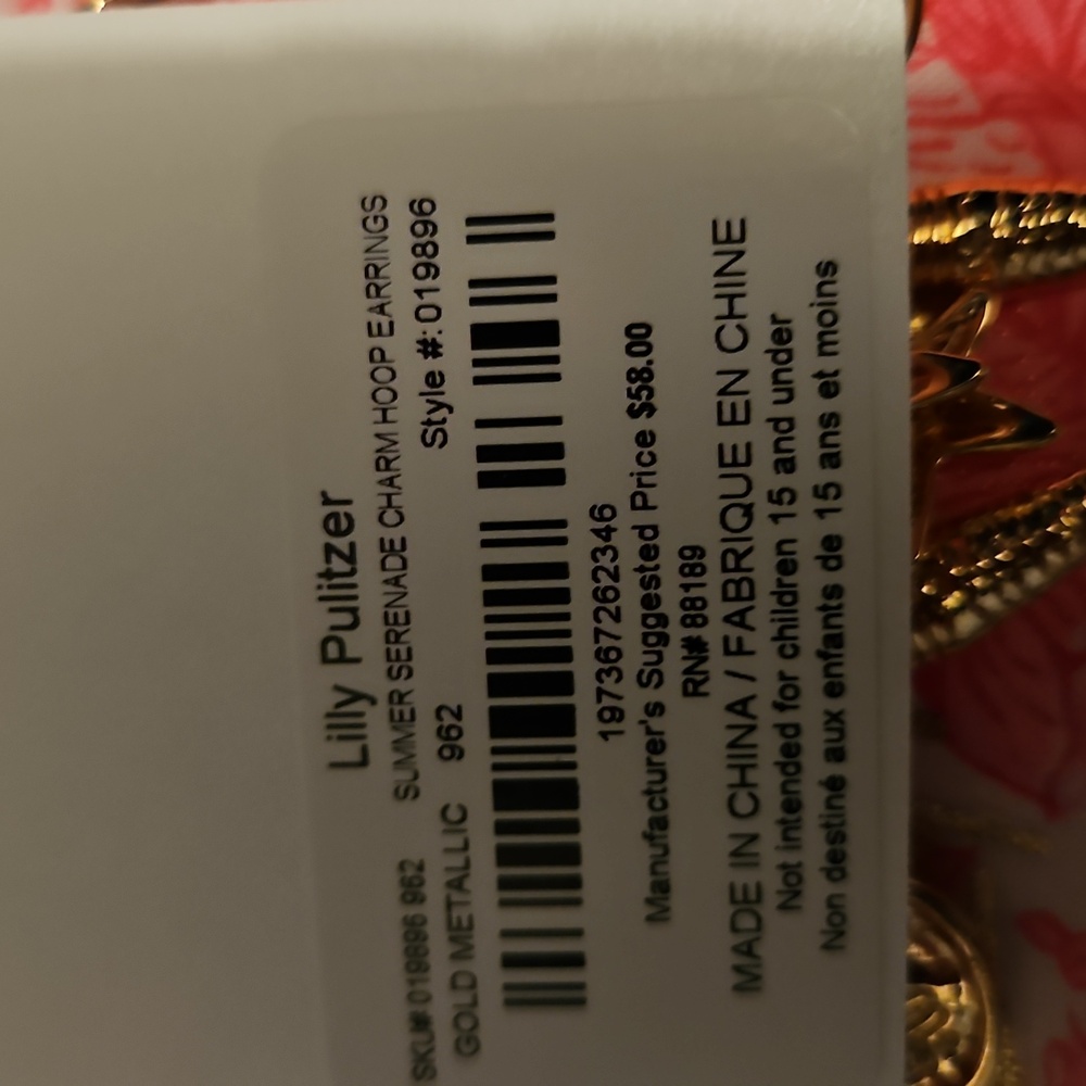 Lilly Pulitzer Pink and Gold Earrings - Picture 6 of 7